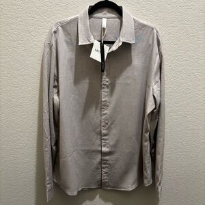 Letsee Light Tan Long Sleeve Button-Up Shirt Men’s XL